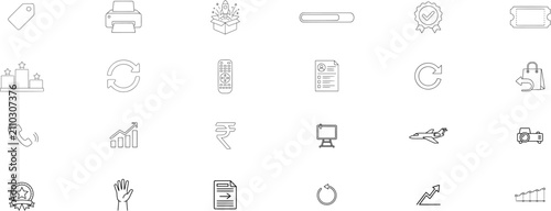 Professional Business Vector Icon Collection – 24 Hand-Traced Minimalist Line Icons Bundle for Retail, Technology, and Corporate Design