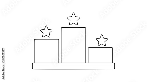 Ranking Chart with Stars Vector Icon – Minimalist Line Illustration for Success, Achievement, and Performance Metrics
