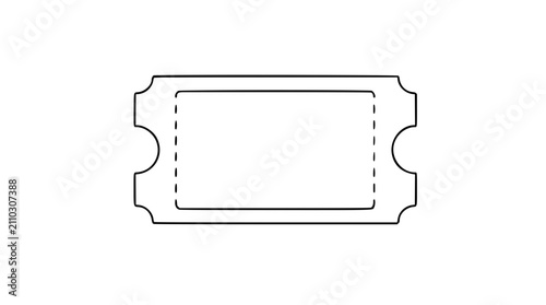 Raffle Ticket Vector Icon with Perforated Edge - Hand-Drawn Outline Illustration for Lottery and Contest Graphics
