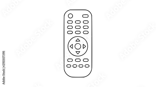 Remote Control Vector Icon with Directional Buttons and Numeric Keypad – Hand-Drawn Minimalist Line Illustration for Technology Design