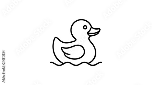 Fotografía Minimalist rubber duck vector icon in simple line art style