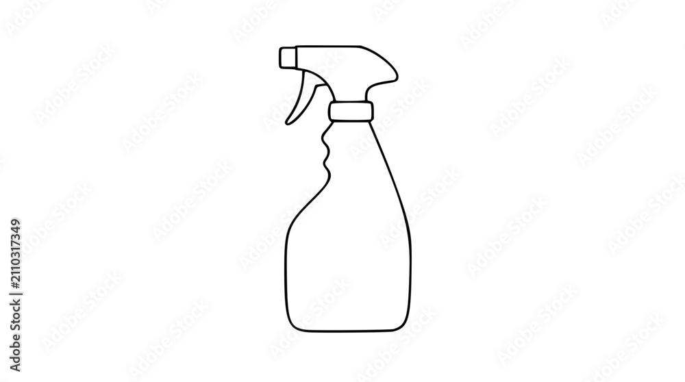 Obraz premium Spray bottle vector icon with trigger handle - minimalist line illustration for cleaning, household, and chemical products