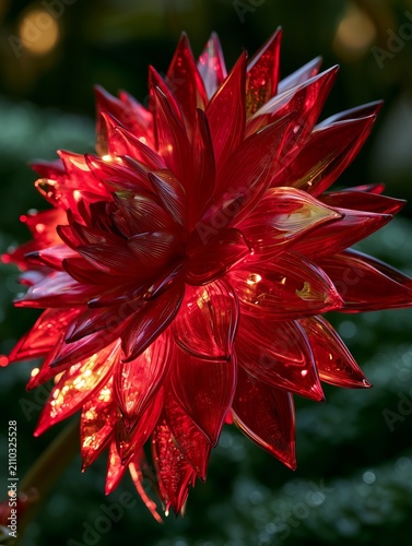 glass red dahlia flower