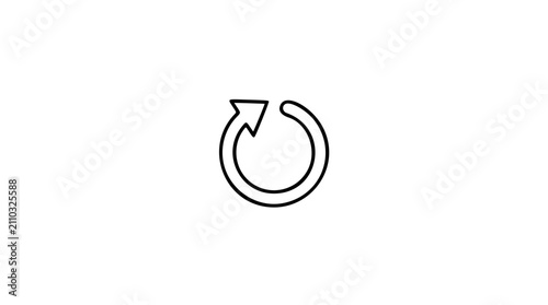 Bild auf Leinwand Minimalist vector icon of circular refresh arrow for system update, featuring clean line art outline style, perfect for software reload, sync, and data refresh interface designs in applications