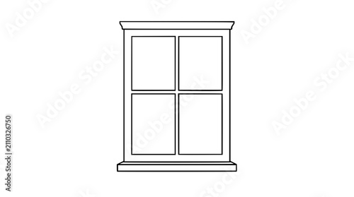 Bild auf Leinwand Window frame vector icon with four panes, minimalist hand-drawn line illustratio