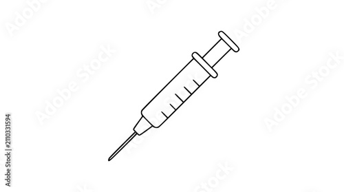 Photos Medical syringe vector icon illustration, clean black outline drawing of a hypod