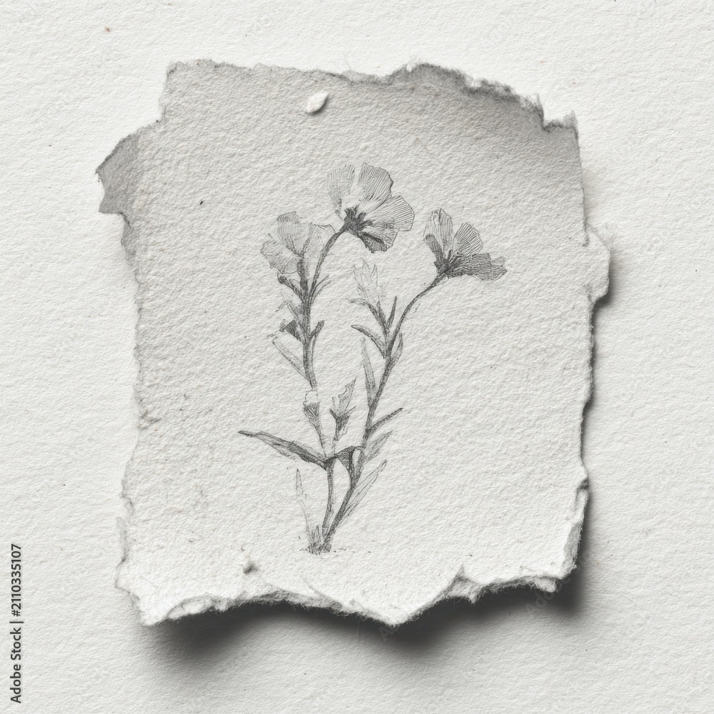 Obraz premium Delicate floral sketch on paper.
