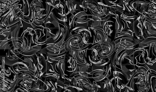 Billede på lærred メタルの質感の表面で流動性の水の渦をイメージした模様のデザインのイラストの壁紙
