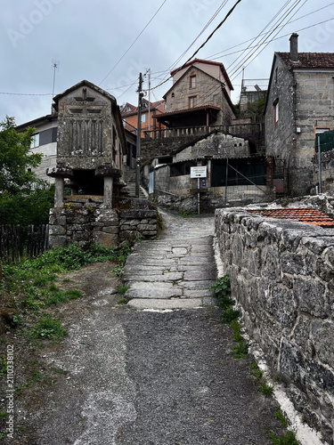 Cuadro en lienzo Stone horreo granary along Camino de Santiago in Arcade Spain