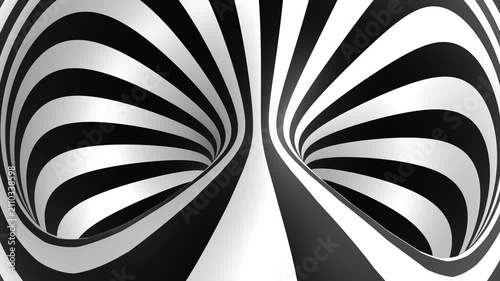 Slow Rotating Hypnotic Black and White Torus Optical Illusion Seamless Loop