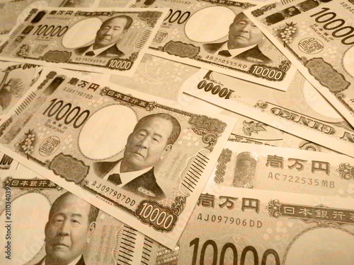 Canvas Print お金, 貨幣, 現金, 1万円, ビジネス, 財務, バンク, ドル, 紙, 銀行取引, 富, ドル紙幣, 請求書, 収入印紙, 金持ち, やりとり, ユーロ,