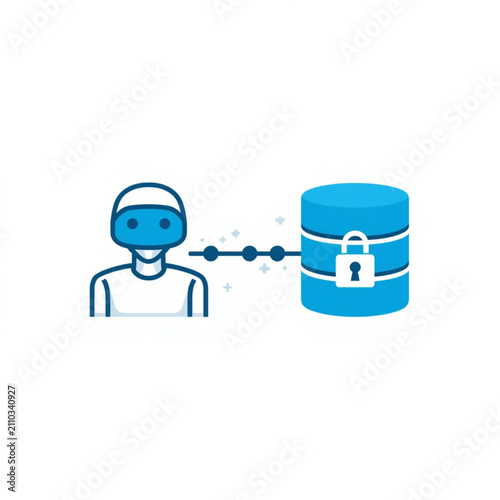 AI Agent Secure Database Access Vector Icon for Controlled Data Authorization and Cybersecurity
