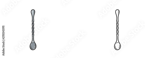 Принти на полотні Bar spoon cartoon illustration in grey and white colors representing a bar tool