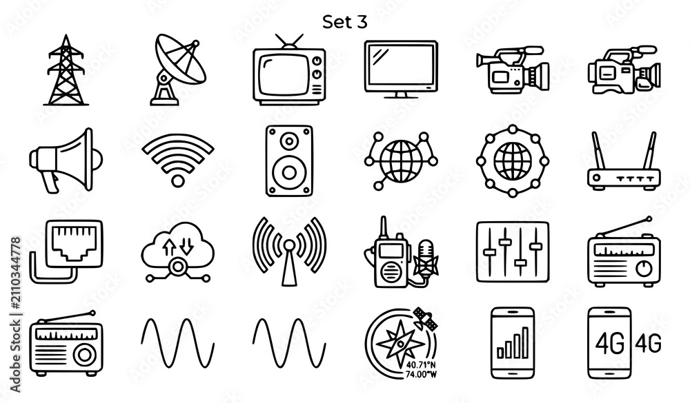 Fototapeta premium Minimal pet icons set veterinary care dog cat paw vaccine outline vector eps10
