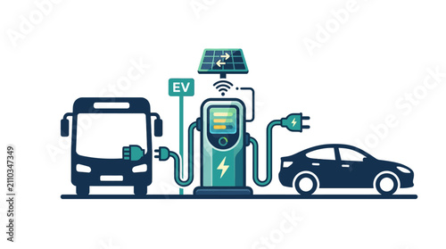 Electric vehicle charging station for cars and buses.