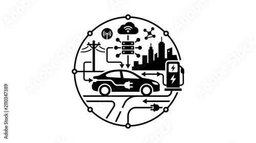 Electric vehicle ecosystem with smart energy transport circle.