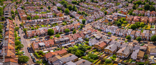 Photography West Ealing Suburb with dense housing and green streets in London England
