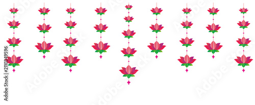 a decorative hanging illustration featuring lotus flowers and leaves, characteristic of the Diwali and Ganpati celebrations.