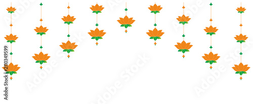 hanging ornaments of golden lotus flowers and leaves, which are characteristic of Diwali and Ganpati celebrations.