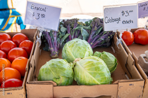 fresh vegetables on market stall