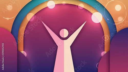 Abstract Figure with Raised Arms Celebrating Freedom and Triumph
