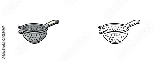 Billede på lærred Julep strainer cartoon illustration in grey and white colors representing a perf