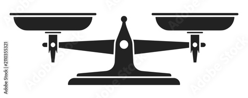 Foto Flat black vector icon of a balance scale representing legal justice or weight c