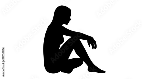 Female model sitting on floor silhouette