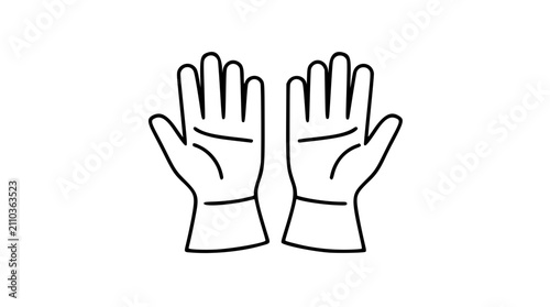 Obraz na płótnie Minimalist vector icon of protective gloves pair, clean line art illustration fo