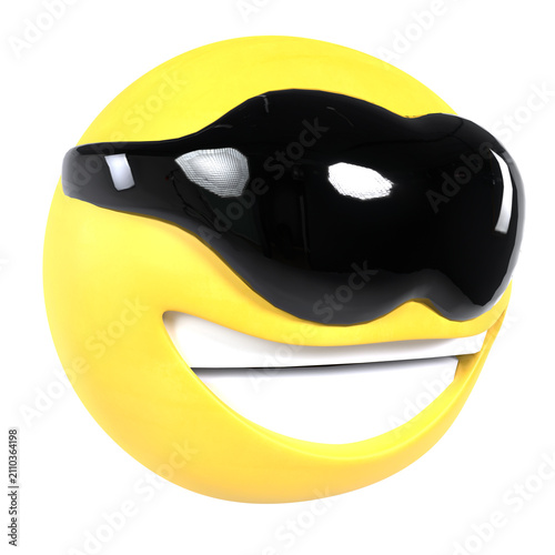 Happy yellow smiley face with sunglasses isolated on transparent