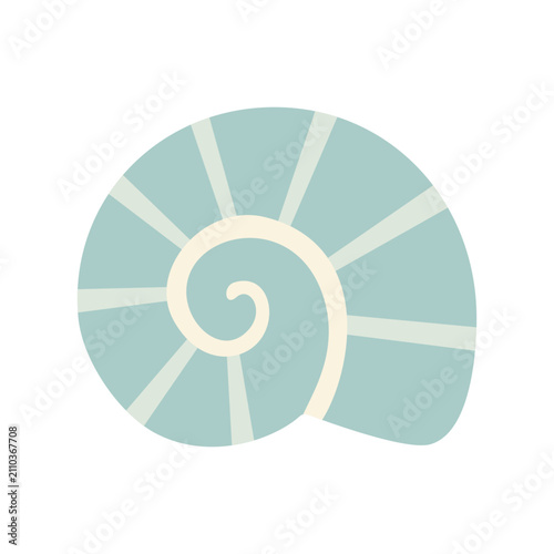 Obraz na plátně Cute Mint Green Spiral Nautilus Seashell Vector Illustration Coastal Element