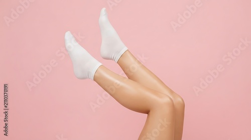 White Socks Female Legs Pink