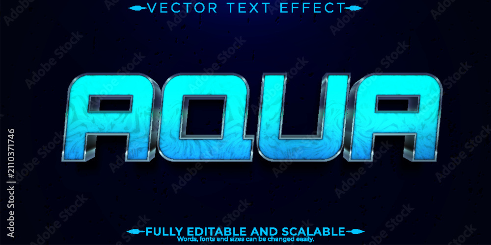 Obraz premium Aqua text effect, editable water and blue text style