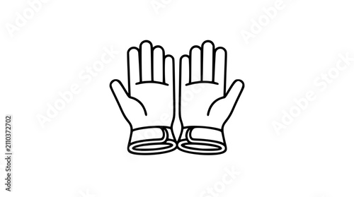 Bild auf Leinwand Pair of protective rubber gloves vector icon illustration, clean minimalist line