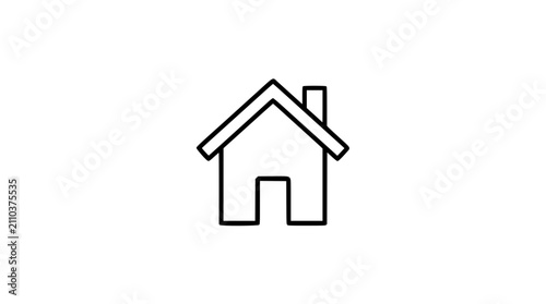 Quadro su tela Simple minimalist line art vector icon of a small house with chimney and sloped roof, clean outline illustration for real estate and residential home design, scalable graphic element