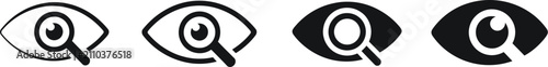 Eye Search Icon vector. View and visibility symbol with magnifying glass for visual inspection, content viewing, user interface, navigation, and search systems.