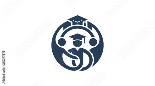 Quadro su tela Graduation Cap on Monkey Face Logo.