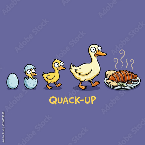 Bild auf Leinwand Cartoon duck and ducklings evolution stages.