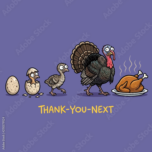 Фотография Cartoon turkey and its life stages.