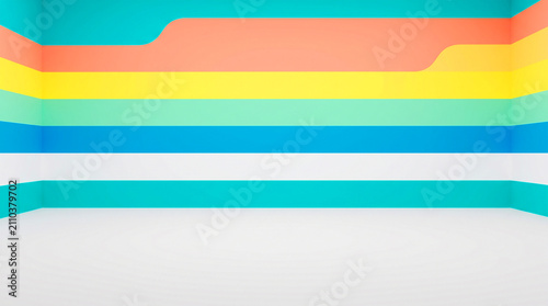 Vibrant Horizontal Line Stripe Wall Mural Wallpaper
