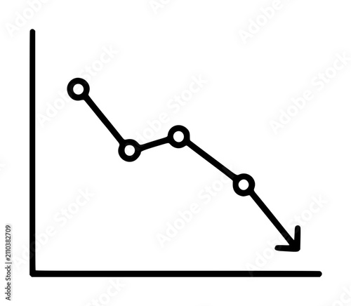 Fotografía Falling Line Chart Vector Icon - Minimalist Outline Illustration of Declining Gr