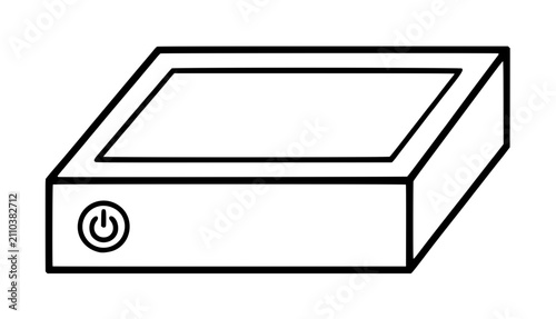 Bild auf Leinwand Vector icon of a modern light box with power button - minimalist line illustrati