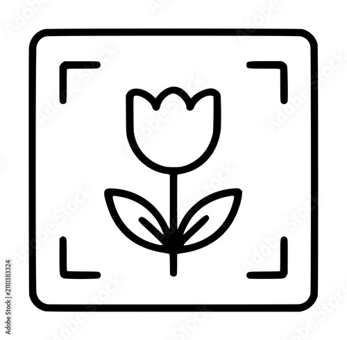 Foto Tulip flower vector icon in frame - elegant line illustration for botanical and