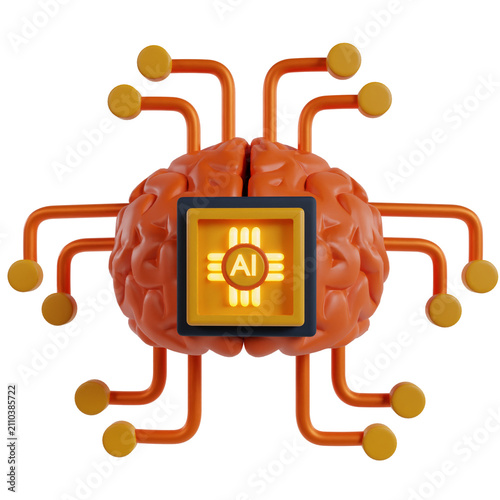 AI Infrastructure 3d icon for AI or Technology UI/UX or website element.