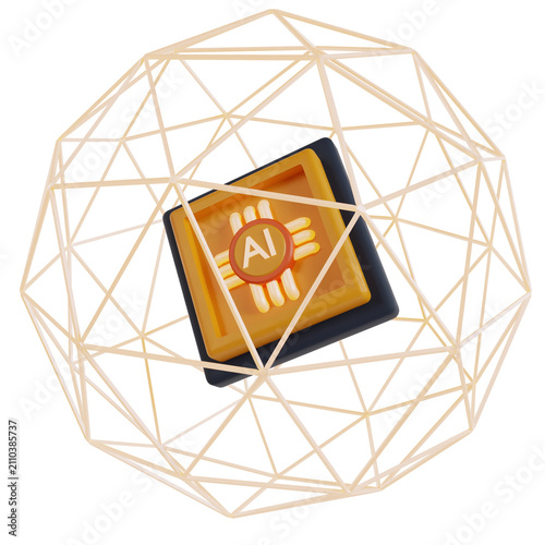 AI Infrastructure 3d icon for AI or Technology UI/UX or website element.