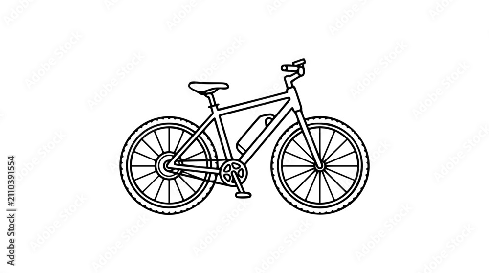 Fototapeta premium Electric Bicycle Vector Icon Minimalist Line Art Illustration Hand Drawn E Bike Transport Eco Friendly Cycling Urban Mobility Sustainable Transportation Outline Design Scalable Graphic Modern
