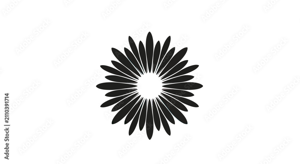 Obraz premium Minimalist black starburst silhouette icon.