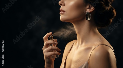 Beautiful Woman Perfume Spray Neck