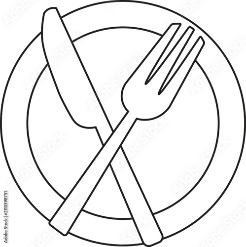 Elegant Fork and Knife Outline Icon | Minimal Cutlery Line Art Vector | Dining Symbol