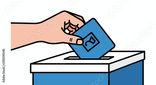 Person Casting a Ballot into a Ballot Box During an Election.